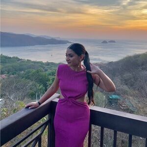 SHEIN Vibrant Pink Midi Dress